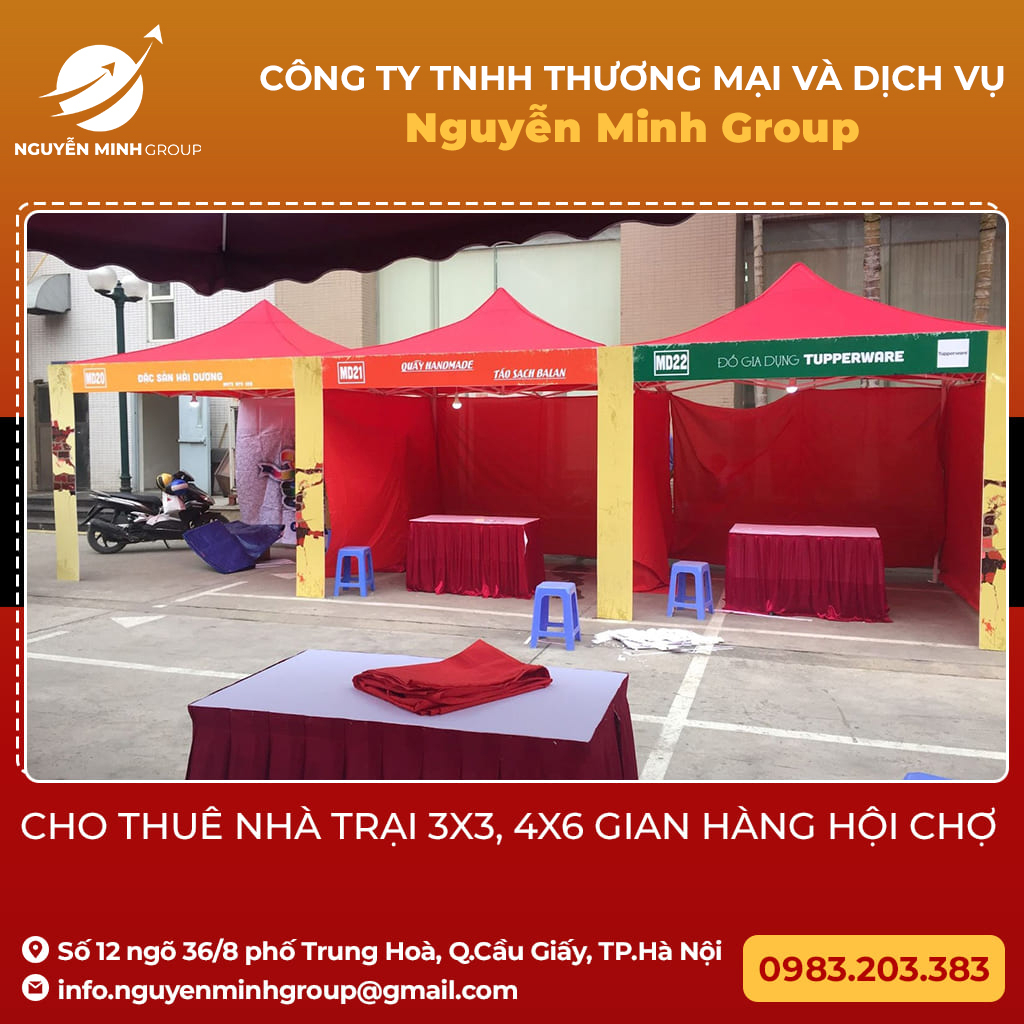 Cho thuê nhà trại 3x3 4x6 gian hàng hội chợ Nguyễn Minh Group